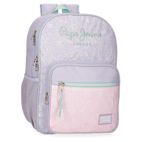 Pepe Jeans Renata Mochila Escolar, Morado, 30x40x12 cms
