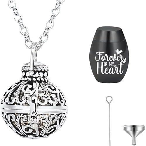 Davaco Colgante Conmemorativo de Plata Envejecida – Joyería Espiritual para Guardar Recuerdos – Amuleto Boho con Compartimento para Cenizas, Cabello o Perfume – Regalo de Amor y Protección