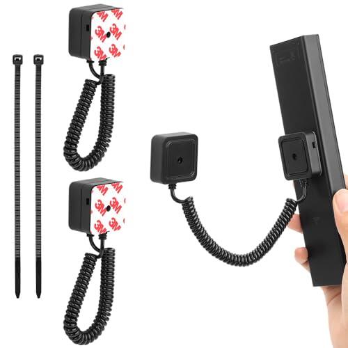 Paquete de 2 Soportes magnéticos para Mando a Distancia con Cuerdas de Resorte: sujeción Segura para mandos a Distancia y Objetos pequeños. (Negro)