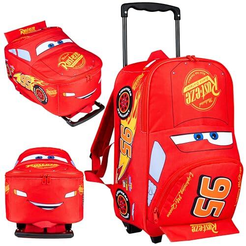 Disney Cars Maleta Niños con Ruedas, Rayo Mcqueen Bolsa de Viaje, Mochila Trolley Cabina, Viajes Accesorios 42 x 30 cm (Rojo Lightning Mcqueen)