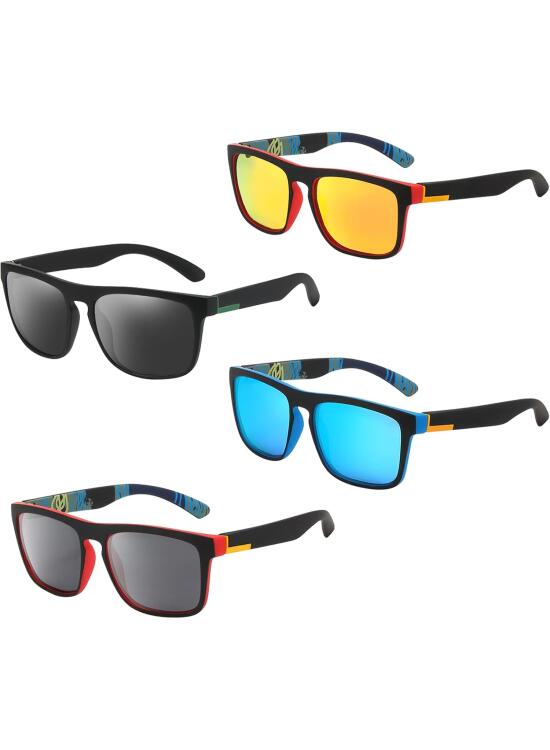RCYHCY 4 Pares Gafas de Sol Polarizadas, Gafas Deportivas, Gafas de Sol Polarizadas para Hombre Mujer, Protección UV400 para Conducir Playa Golf Ciclismo Senderismo