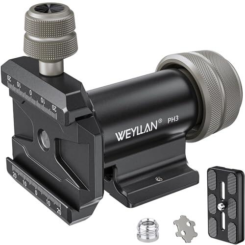 WEYLLAN PH3 Monopod Gimbal Cabeza, Cabeza de Gimbal Monopodo, CNC All Metal Side Inclinación Cabeza con Placa Arca Swiss Quick Release para Trípode, Lentes Largas para Telefoto, Carga Máxima 10 kg