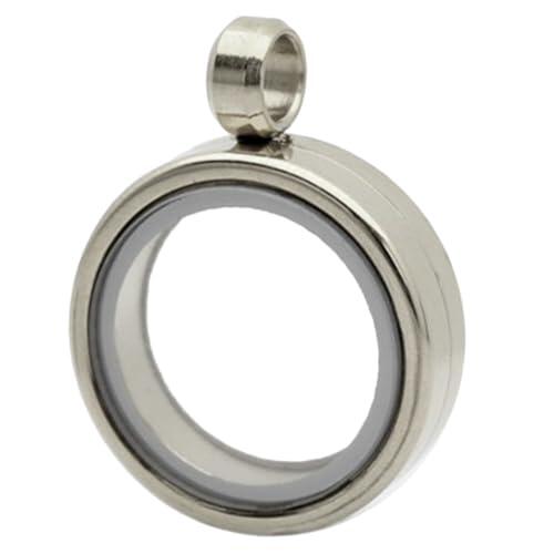 Operitacx Colgante Guardapelo De Acero Inoxidable Redondo Transparente Con Marco De Foto Collar Flotante Para Mujer Uso Diario Fiesta Aniversario