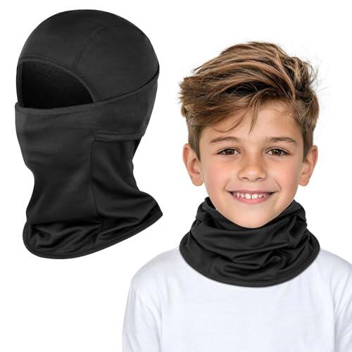 Kiiwah Pasamontañas Niños Multifuncional Blaclava Máscara de Ciclismo Transpirable Sombreros Gorro con Calentador de Cuello para Niños y Niñas Deportes al Aire Libre