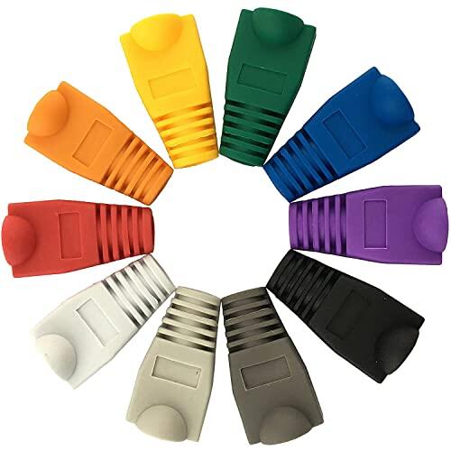 Greluma 60 Piezas Fundas de alivio de tensión para cable de red Ethernet RJ45 CAT5 CAT5E CAT6 CAT6E, cubierta de conector de cable Ethernet, 10 colores