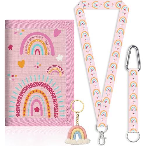 Monedero Triple para Niñas 4-12 Años|Cartera con Correa Ajustable para Cuello/Muñeca+ Llavero de Regalo| Bolsa para Tarjetas,Monedas y Billetes| Ideal para Cumpleaños, Comunión y Colegio