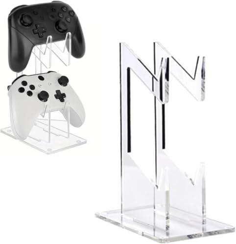 nymus Soporte de controlador de 2 niveles para escritorio, soporte organizador de almacenamiento universal transparente para Xbox