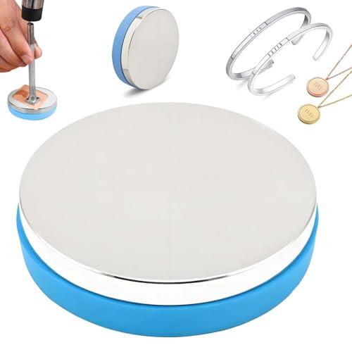 FZYCOM Mini Yunque Joyeria con Base de Goma, Yunque para Tratamiento de Joyas y Cueros, Mesa de Estampación de Joyas de Metal y Cuero, Diámetro 7,7 cm, Altura 2,0 cm