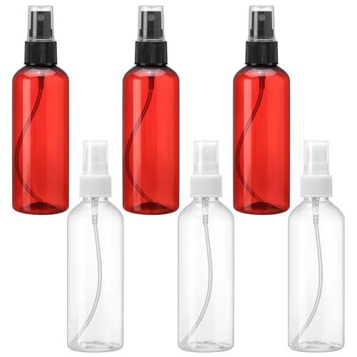 6 botellas de spray pequeñas de 100 ml, atomizador, 100 ml, vacías pequeñas botellas de spray para rellenar, botellas de spray para agua, cosméticos, botellas de viaje, (transparente/marrón)