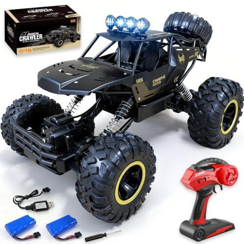 Jiakora Coche Teledirigido Grande, Coche RC 1:12 Monster Truck para Niños | Carcasa Metálica, Doble Motor Off-road, Luces LED, Camión Teledirigido 4x4, Regalo de Juguete para Niños mayores de 3 años