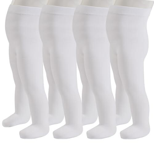 PIKY PACK 4 Pares Medias de Bebe, Medias para niñas, Panty Bebe Microfibra 40 DEN, Rosa, Blanco, Made in Italy (FR/ES, Edad, 3 meses, 4 Pares Blanco)