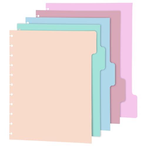 5uds Separadores de Cuaderno con Tapa Dura, 28 x 23 cm Separadores de Índice de Plástico de Colores Insertos de Plástico para Planificadores con Tapa Dura para Carpetas de Oficina
