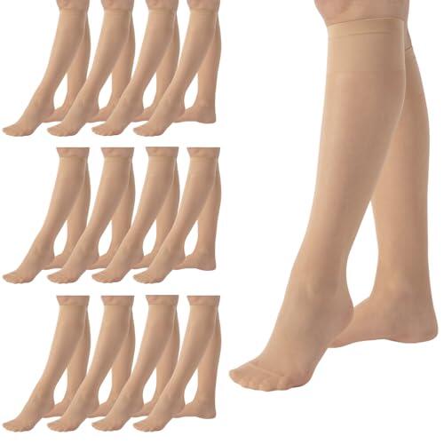 PIKY Pack 12 Pares de Mini Medias transparentes 15 DEN, Medias Cortas, Calcetines hasta la Rodilla de Mujer, Made in Italy (FR/ES, Letras, Talla única, Regular, Regular, 12 Pares Natural)
