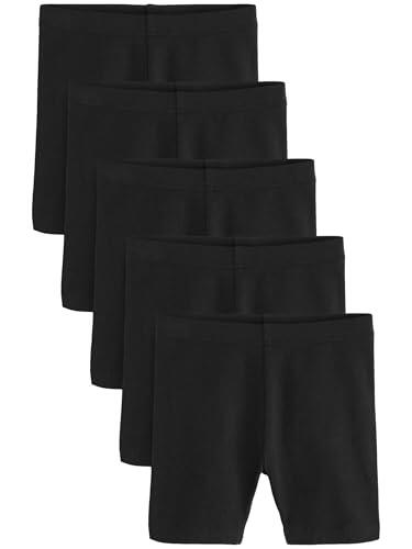 NEXT Niñas Pack de 5 Pantalones Cortos de Ciclismo elásticos y Ricos en algodón de Largo estándar Negro 10 Años