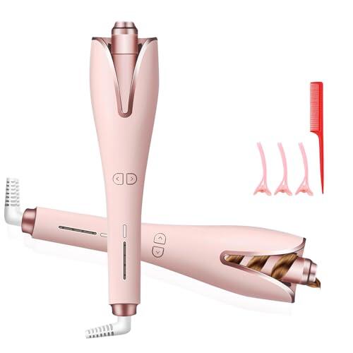 Anluomafuy Rizador de Pelo Automático, Rizador de Iones Negativos, Portátil con 4 Temperaturas Ajustables, Barril de Cerámica Caliente Rápido, Para Cabello Medio y Largo