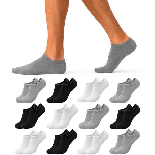 PS PROUTHS 12 Pares Calcetines Tobilleros Hombre Mujer – Calcetines Cortos Hombre Mujer Transpirables Verano, Ajuste Anticaída (FR/ES, Números, 40, 46, Regular, Regular, SURTIDO)
