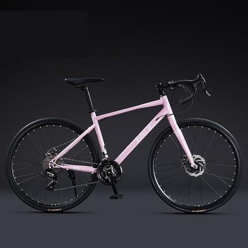 LETIANZG Bicicleta de Carretera for desplazamientos Diarios Ruedas 700C, Cambio de 27 velocidades, Frenos de Disco Dobles, Bicicleta de Carreras con Cuadro de Acero de Alto Carbono liviano for Hom