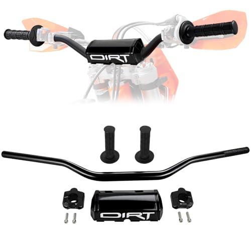 BIUGERCN Manillar de motocicleta de 28mm Manillar + 1 almohadilla de barra + 1 par de empuñaduras + 1 par de abrazaderas Universal para la mayoría de dirt bikes con abrazadera de manillar de 28mm (1 1