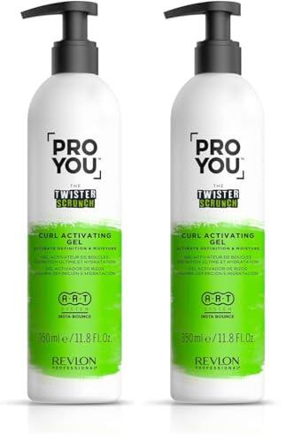 Revlon Professional ProYou Gel Activador de Rizos y Ondas para Cabello Curly, Máxima Definición e Hidratación, 350 ml, Gama Rizos The Twister Scrunch (Paquete de 2)