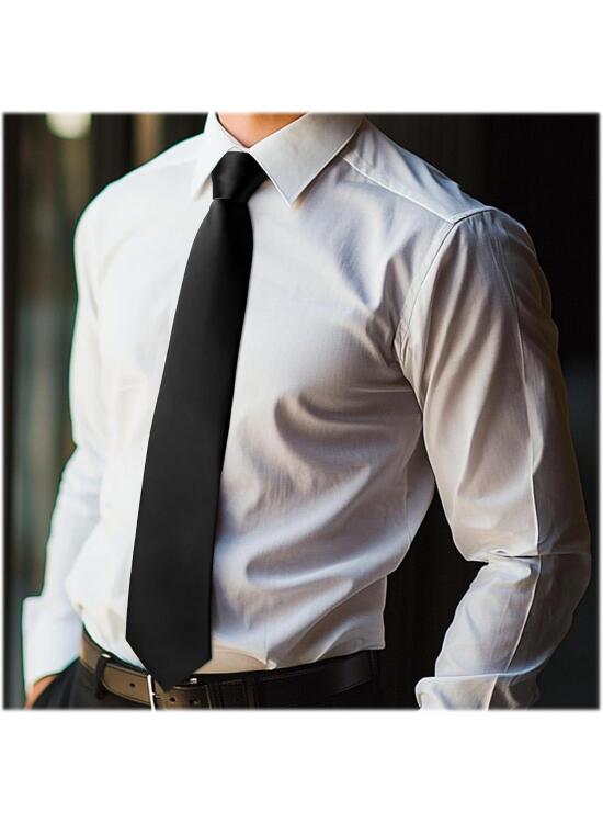 Corbata negra para hombre, color liso, para hombre, 8 cm