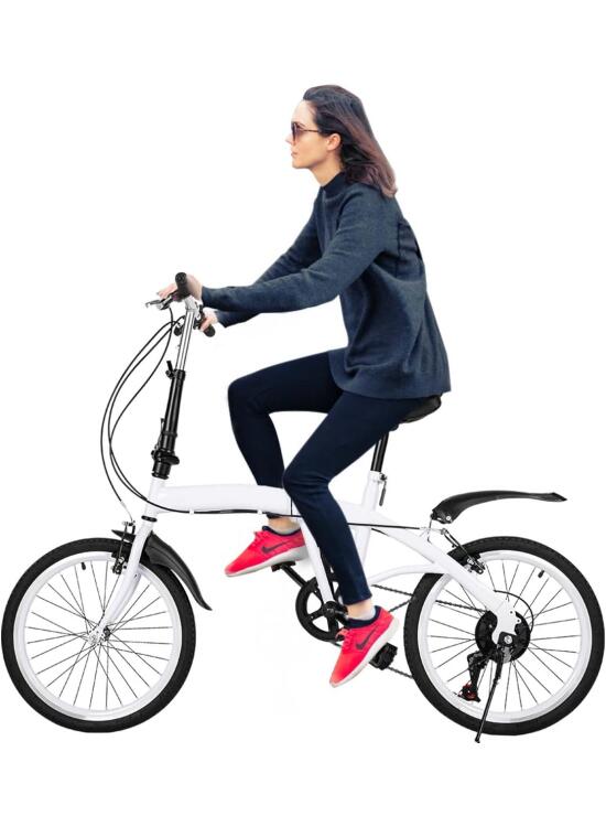 MccoMMon Bicicleta plegable de 20 pulgadas para adultos, 6 velocidades ajustables, bicicleta de camping de ciudad, bicicleta plegable para hombre y mujer, bicicleta Commuter para exteriores, color