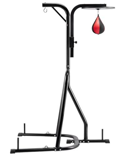 VEVOR Soporte para Saco de Boxeo 2 en 1 Equipo de Entrenamiento de Acero Soporta hasta 65 kg Altura Ajustable Soporte Independiente para Sacos de Arena para Gimnasio en Casa, 143 x 126 x 214 cm