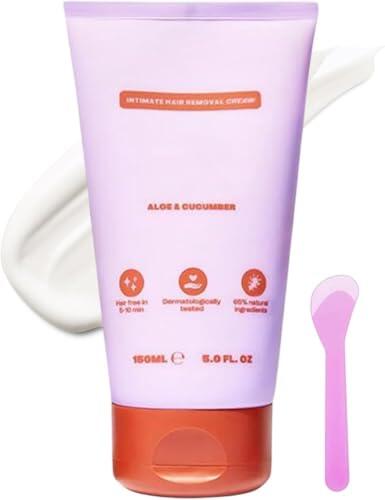 Crema Depilatoria para Rostro, Piernas y Axilas, Crema Depilatoria Calmante para Piel Sensible y Zona del Bikini, Gel Depilatorio Corporal Rápido e Indoloro con Cepillo de Silicona