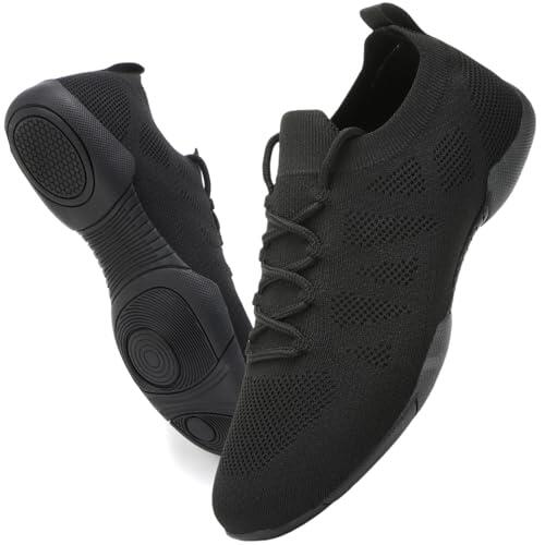 Kvwqoty Zapatillas Cheerleader Cheerleading Zapatos de Animadoras para Mujeres y niñas Cheer Fitness Aeróbic Zapatos con Cordones Entrenamiento Yoga Negro 38
