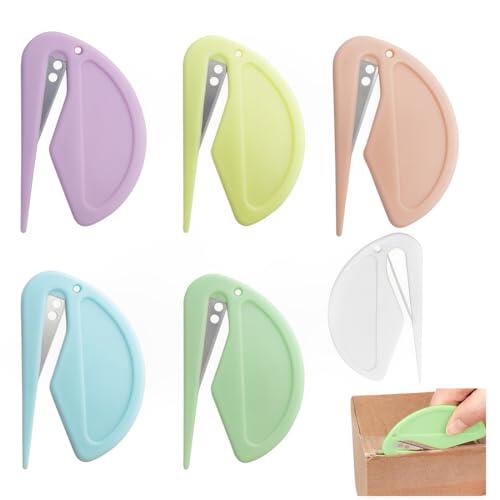 AFCJLTO 6pcs Mini Cortador de Cajas, Cuchillo de Bolsillo, Abrecartas Portátil, Abridor de Paquetes, Cuchillo de Papelería, Abridor de Cajas para Sobres,Envolver Correo,Paquetes,Cortar Papel