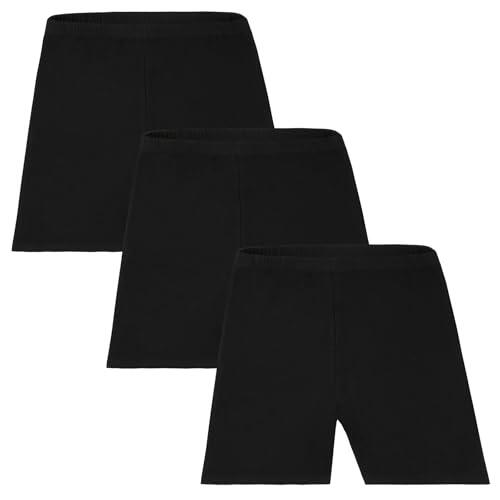 AOOWU Pantalones Corto de Danza para Niñas, 3 Piezas Pantalones Cortos de Ballet para Niños, Short Pantalones de Gimnasia Ballet Niños con Cintura Elástica para 12-14 Años (160CM)