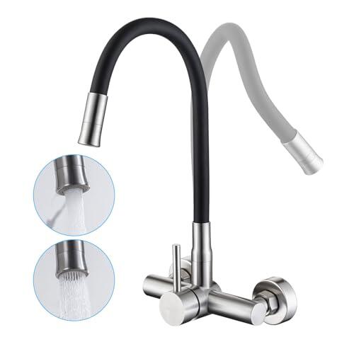 Grifo de Cocina de Pared Flexible Con 2 Tipos Chorro Agua