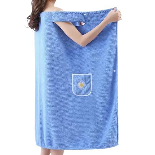 Wpsagek Bata de toalla para mujer después de la ducha, bata de baño absorbente y de secado rápido de forro polar coral con bolsillo para el hogar, spa, viajes