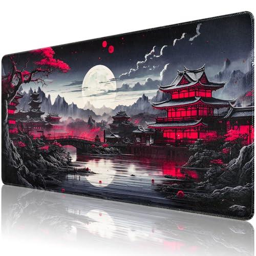 Sevenpers Alfombrilla Ratón XXL Japonesa Grande Gaming 900 x 400 mm, Alfombrilla Escritorio Antideslizante con Base de Goma, Mousepad Bordes Cosidos Impermeable para Oficina Ordenador Juegos&Tapete