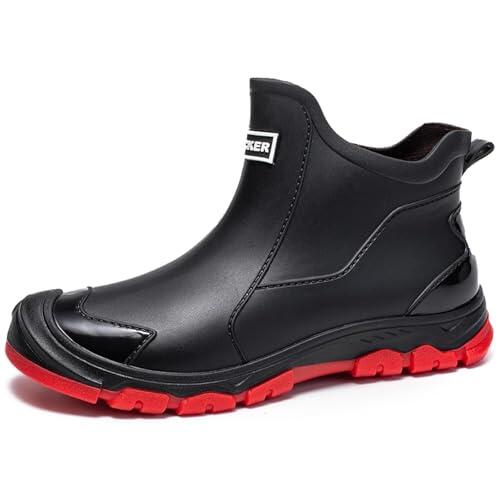 Gugifcto Botas de Agua Hombre,Botas Impermeables Mujer,Suave y Ligero Botas de Agua Trabajo Hombre Impermeable Antideslizante Adecuado para Días Lluviosos y Ambientes Húmedos Red41EU/43CN