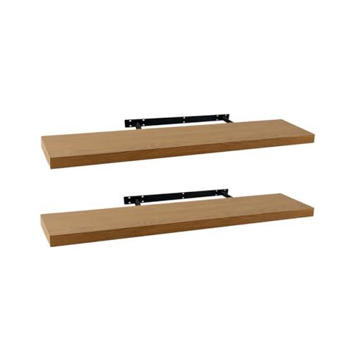 Set de 2 estantes de pared flotantes color roble de 100x23,5x3,8 cm
