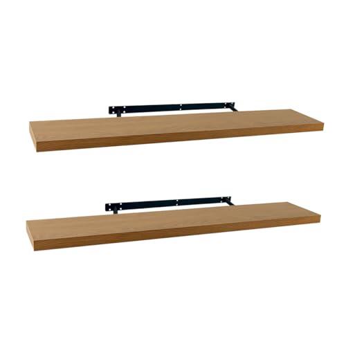 Set de 2 estantes de pared flotantes color roble de 120x23,5x3,8 cm