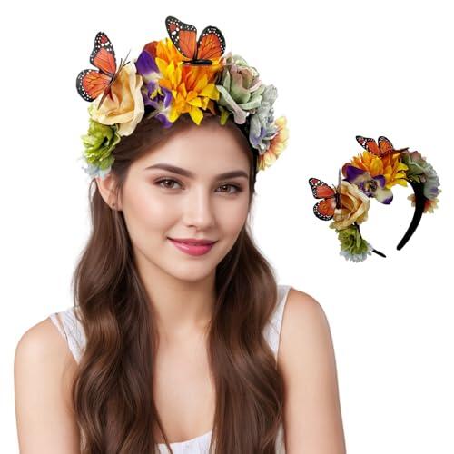 Yolistar Diadema Flores Mujer, Exquisitos Sombreros Adecuados, Diadema Corona Flores Carnaval, para Foto Fiesta Carnaval Boda Disfraz Halloween Navidad