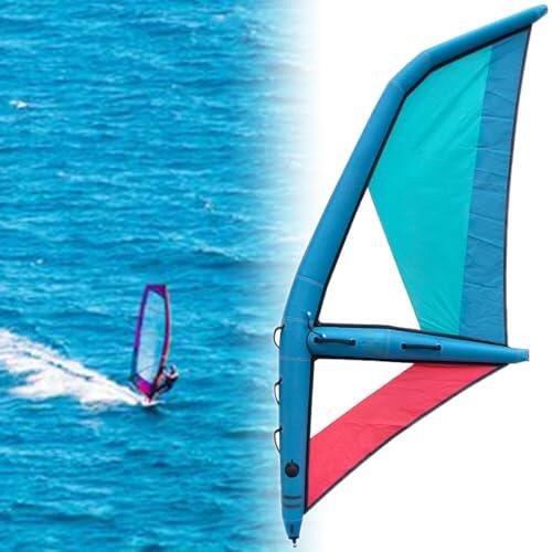 ExoticaBlend Vela Inflable, Tabla de Paddle Surf Inflable Profesional con Base Giratoria de 360° y Ventana de Visualización, Windsurf