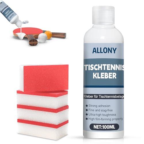 Allony Pegamento de Ping Pong, Pegamento para Raquetas Tenis Mesa, Adhsivo de Tenis de Mesa, Con Cepillo de Esponja, Rápida Formación de Película, Fácil de Usar -100 ml