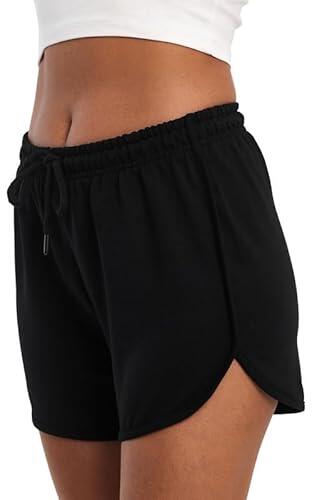 COMEOR Pantalones cortos de algodón de ajuste holgado para mujer, pantalones cortos casuales de verano, entrenamiento, correr, gimnasio, correr, yoga, deportes, pantalones de pijama, Negro, M