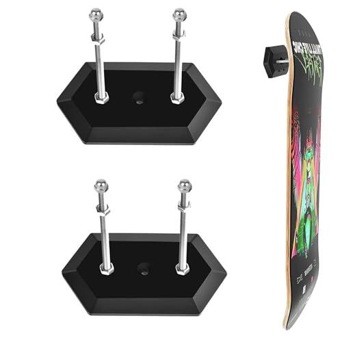 Floatdream 2 Piezas Soporte para Monopatín Transparente, Soporte de Acrílico para Patineta, Soporte de Pared para Monopatín, para Exhibición y Almacenamiento de Tablas de Skate (Negro)