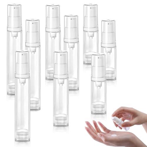GIUSOBG 9 Piezas Presión Vacío Contenedor Bomba 5ml, 10ml, 15ml, Recipiente Cosmético, Travel Bottles, Botellas de Viaje Portátiles para loción, Desinfectantes y Cosméticos