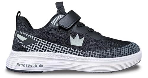 Brunswick Strike Zone - Zapatos de bolos para jóvenes, Negro/Gris, 4 Big Kid
