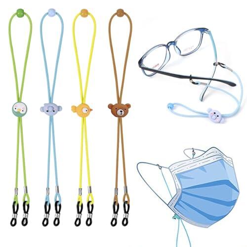 COYUN 4 Pcs Niños Cordones para Gafas, Correa Gafas, Cadenas para Gafas, Monturas para Gafas para Niños, Cordón Ajustable para Cubierta Facial, Dibujos Animados Retenedor Cadenas Correa Gafas
