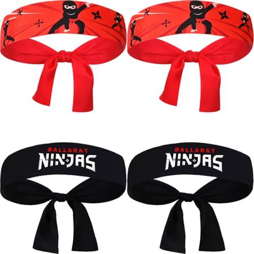 COYUN 4 Piezas Cinta para la cabeza de ninjas Pañuelo Cabeza Ninja Headband Ninja Respirable Party Headwear Ninja diademas ninja recuerdos de fiesta ninja para Karate, Navidad, Fiesta de Cumpleaños