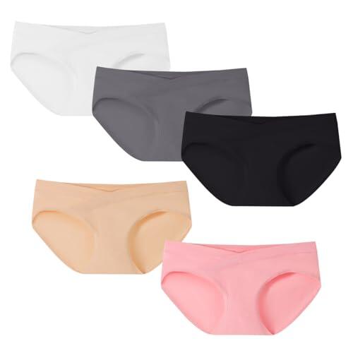 Lohhbve Ropa Interior de Embarazada en Forma de v, de Apoyo Abdominal,de Mujer Embarazada Transpirable de algodón,Juego de 5 Piezas después del Parto