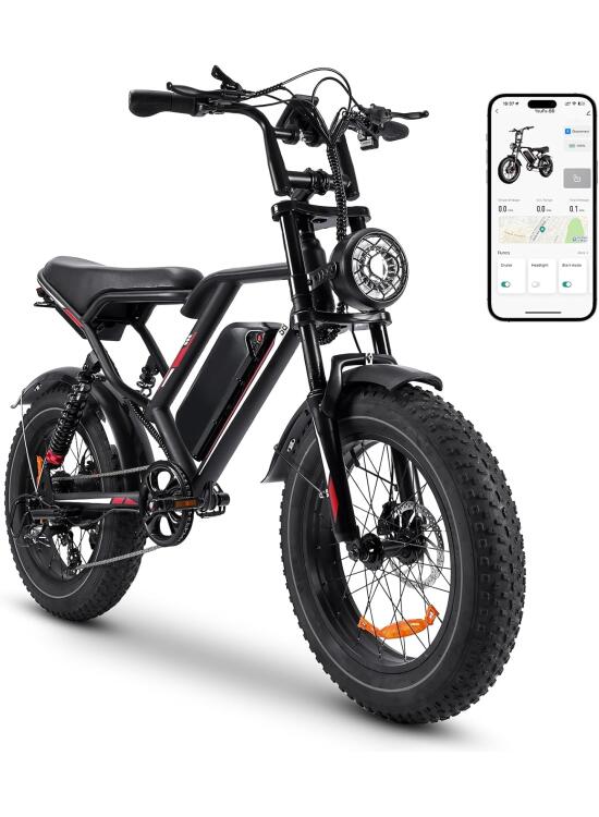 Bicicleta Electrica Adultos, 20" × 4.0" Fat Tire, Batería de 48V 17.5Ah, Bici Electrica con LCD Pantalla, Ebike MTB 7 Velocidades, Doble Suspensión, Ebike Todo Terreno
