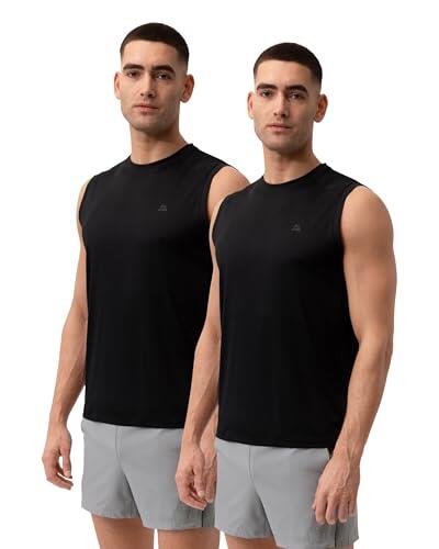 DANISH ENDURANCE Camiseta Deporte Hombre Sin Mangas, Materiales Reciclados, Pack de 1 o 6, Negro, XL