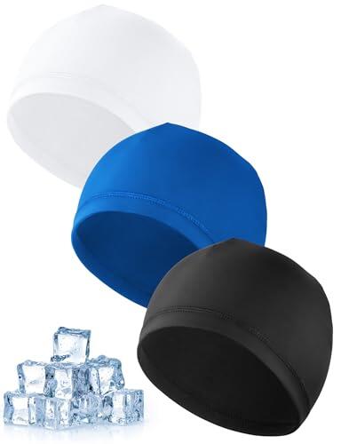 MELLIEX 3 Piezas Gorro para Hombre Mujer, Transpirable Seda Helada Running Skull Cap Multifuncional Gorro Bajo Casco para Ciclismo Moto