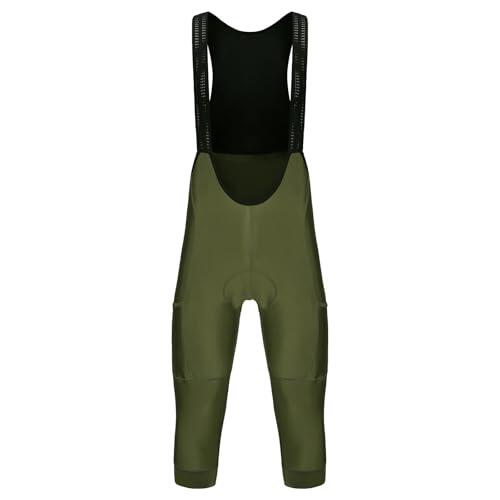 ENWWCH Culotte con Tirantes para Ciclismo Pantalones con Tirantes de Ciclismo for Hombre, 2 Bolsillos, 3/4, Verano, Primavera y otoño, Pantalones for Bicicleta, Ropa Pns para Ciclistas(Green,L)
